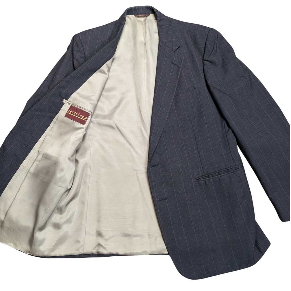 Nordstrom Men's 44R Pinstripe Wool Blazer Suit Jacket Sport Coat Tailored USA‎